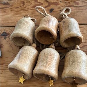 Wooden Hanging Bells with Star Accents
